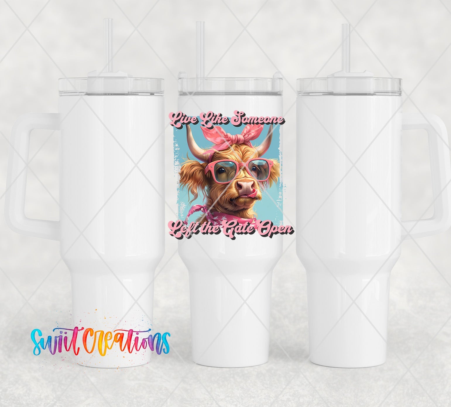 a white cup with a picture of a bull on it