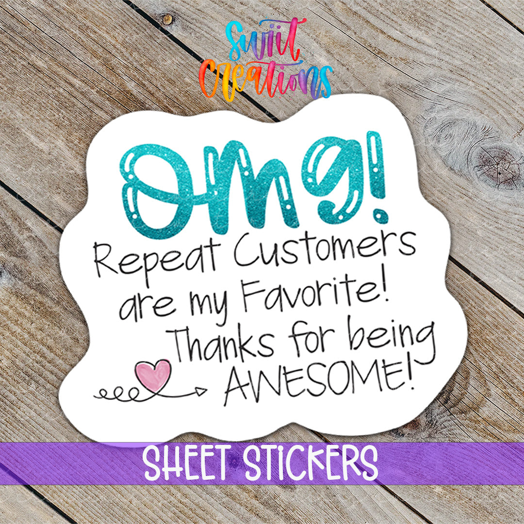 a sticker that says omei repeat customers are my favorite thanks for being awesome