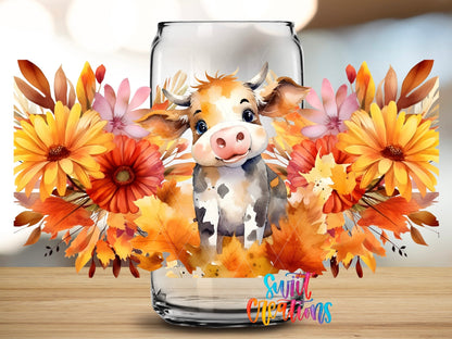 Floral Cow UV DTF Transfer Tumbler Wrap | Fall Flowers Farmhouse | DTF153 - Swiit Creations