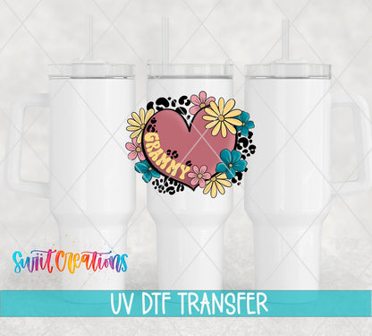 Grammy UV DTF transfer on white 40 oz tumblers