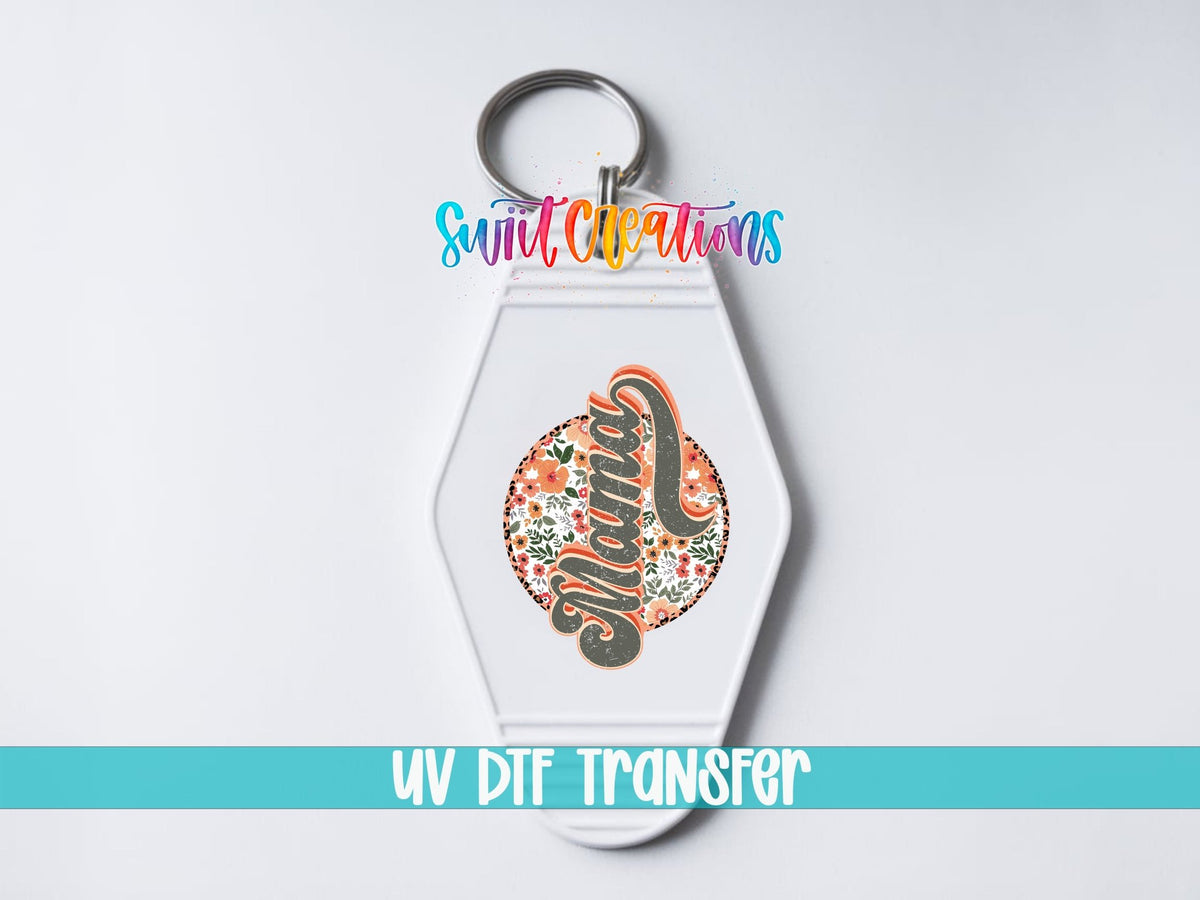 Floral Mama Motel Keychain UV DTF Transfer | Retro Script Design | MK624 - Swiit Creations