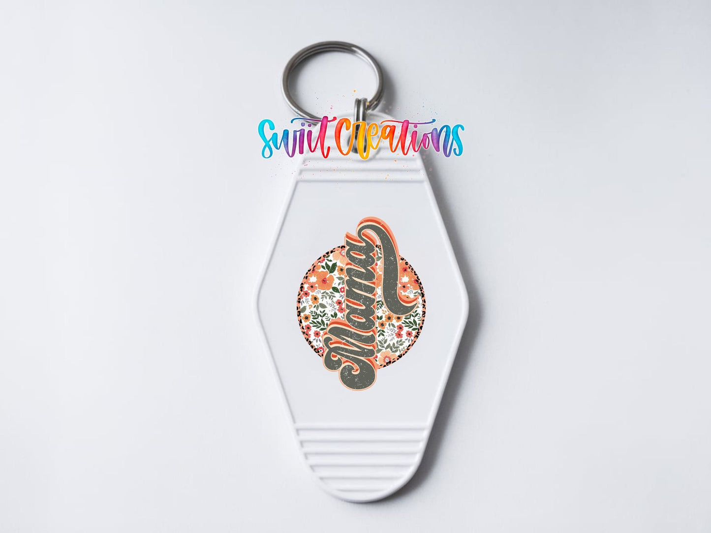 Floral Mama Motel Keychain UV DTF Transfer | Retro Script Design | MK624 - Swiit Creations