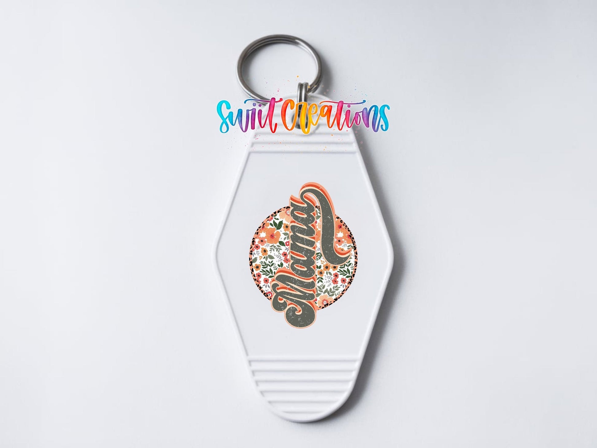 Floral Mama Motel Keychain UV DTF Transfer | Retro Script Design | MK624 - Swiit Creations