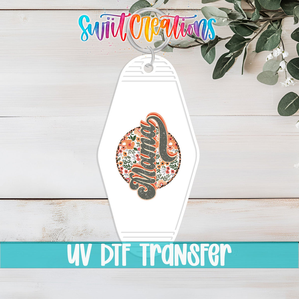 Floral Mama Motel Keychain UV DTF Transfer | Retro Script Design | MK624 - Swiit Creations