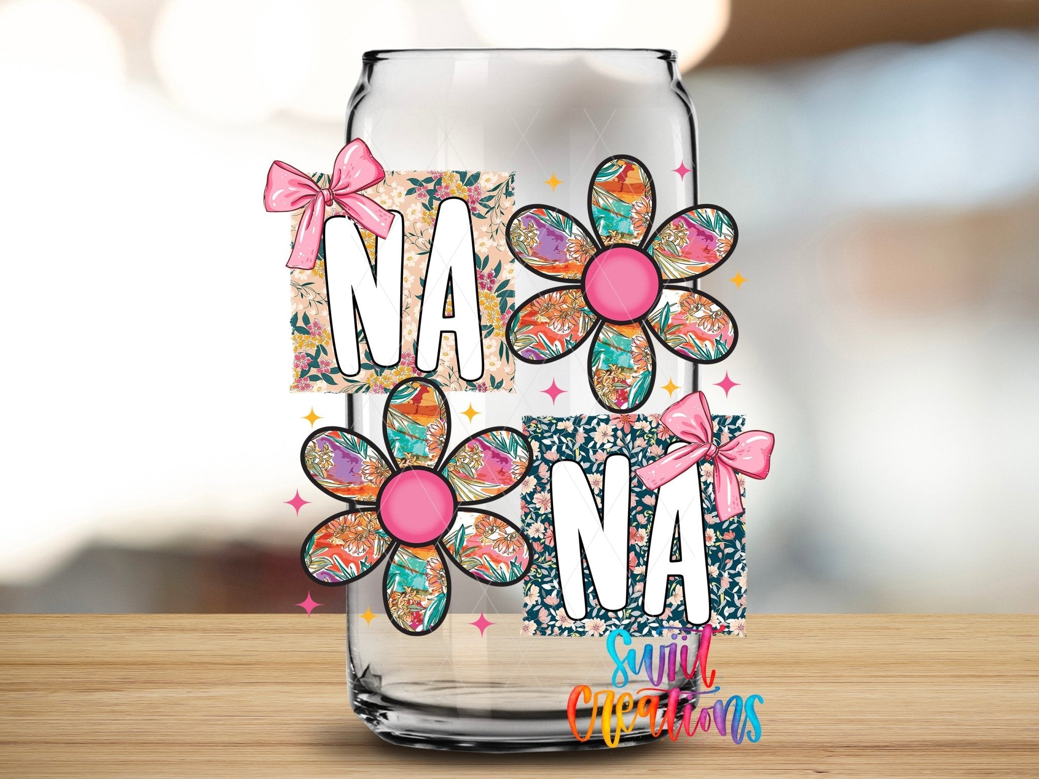 Floral Nana Bow UV DTF Tumbler Transfer Decal | UV2027 - Swiit Creations