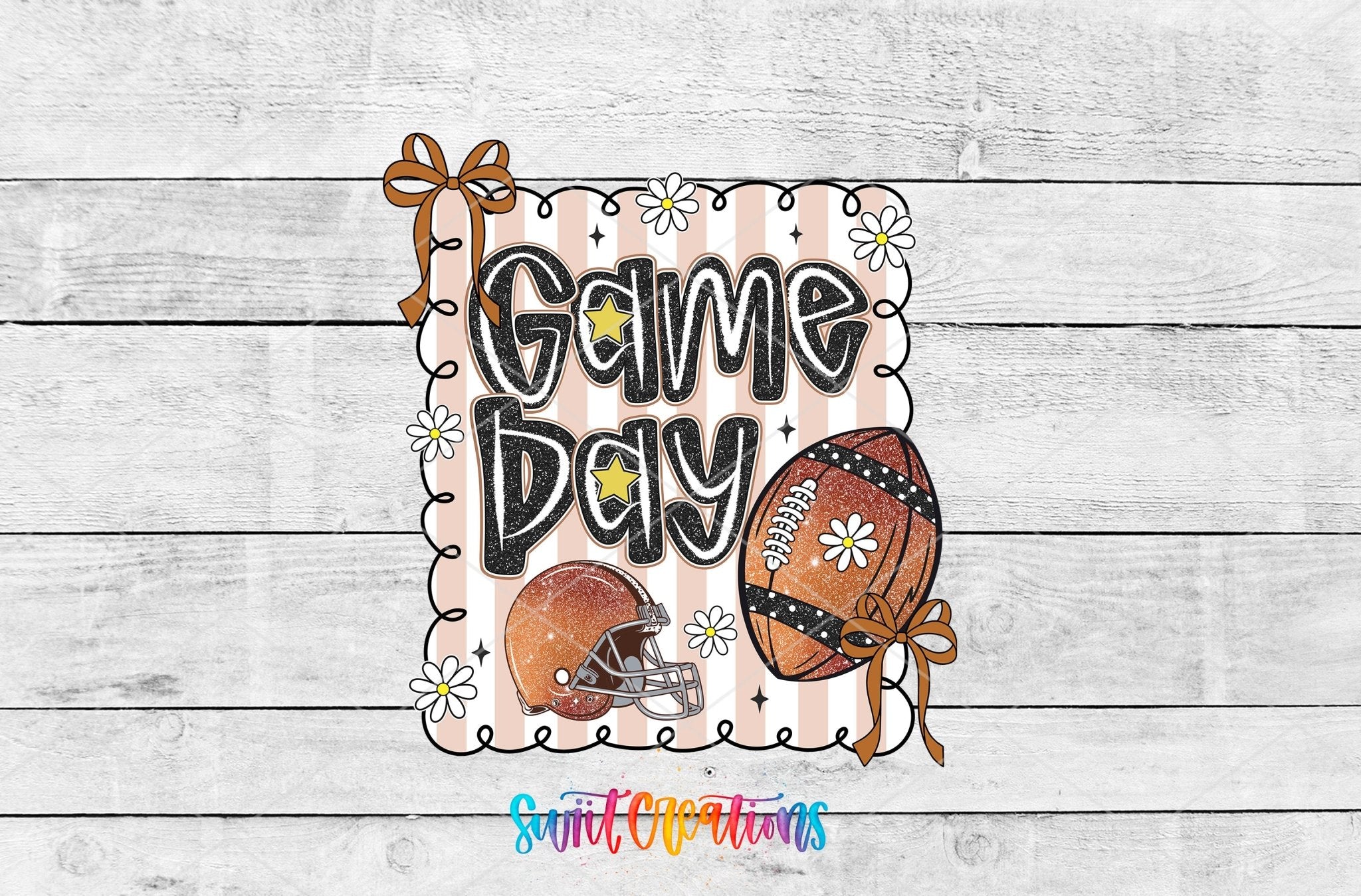 Football Game Day UV DTF transfer shown as a full artwork preview from Swiit Creations