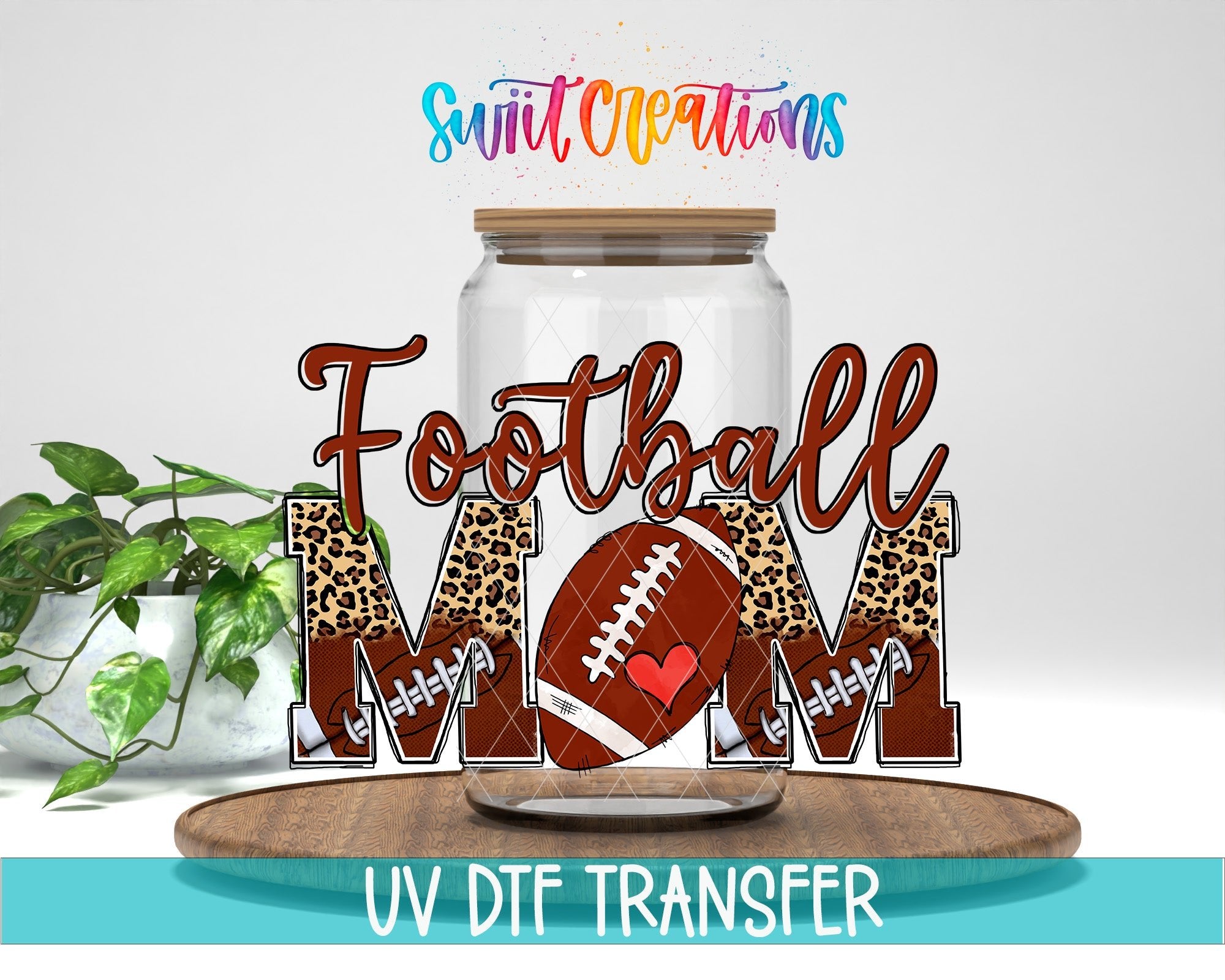 Football Mom UV DTF Transfer Tumbler Wrap | Leopard Print Sports | DTF219 - Swiit Creations