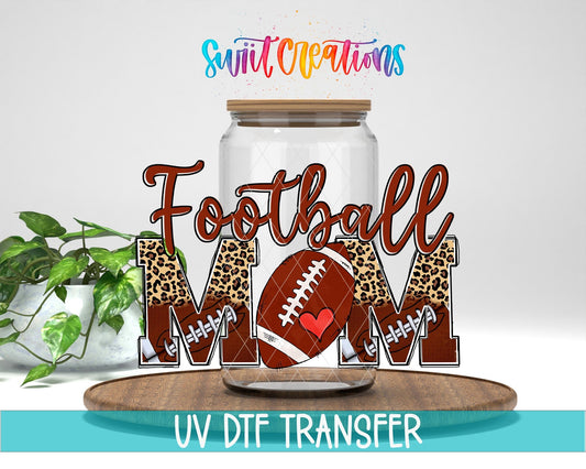 Football Mom UV DTF Transfer Tumbler Wrap | Leopard Print Sports | DTF219 - Swiit Creations