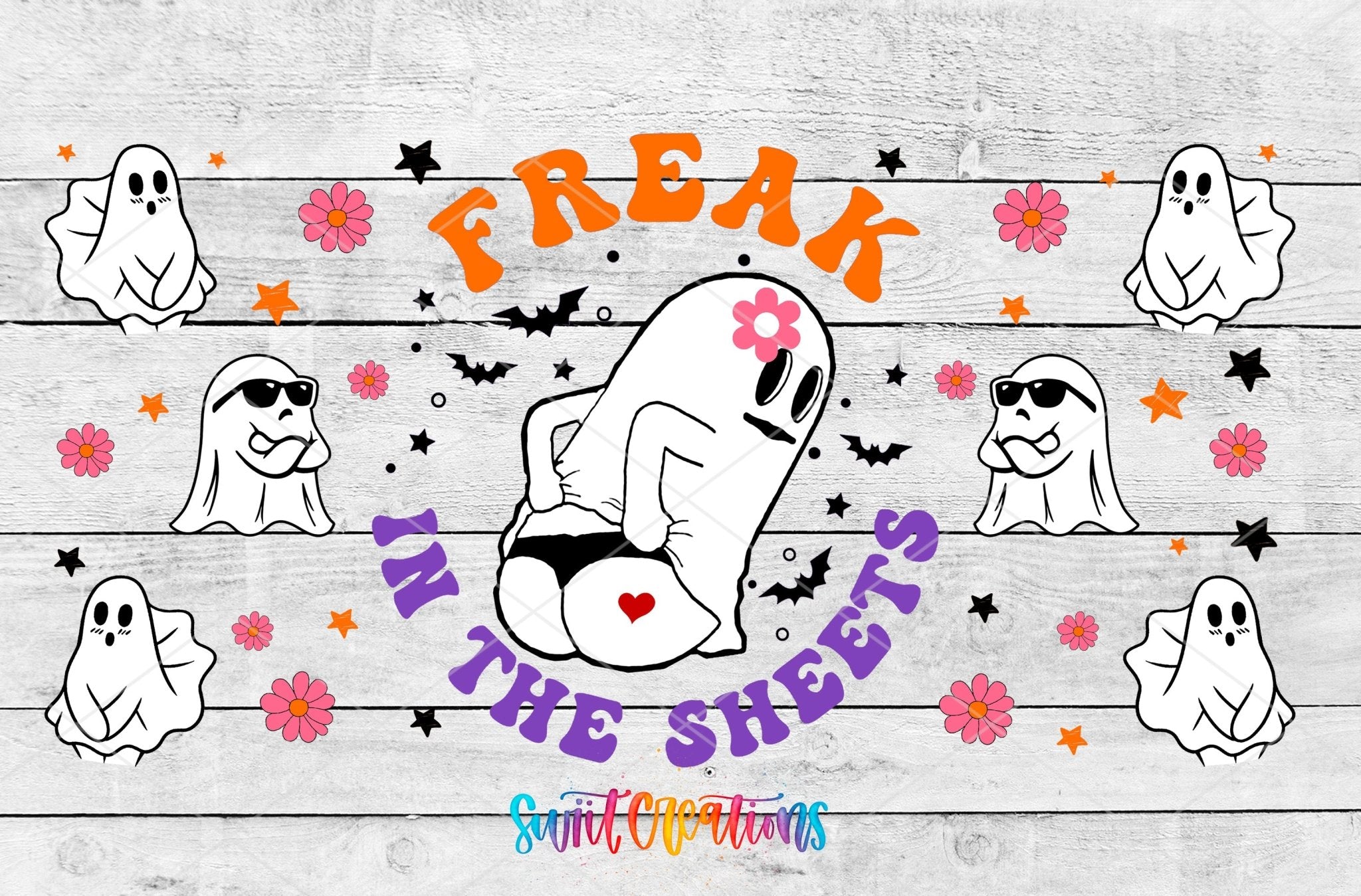 Freak In The Sheets Ghost UV DTF Transfer Tumbler Wrap | DTF152 - Swiit Creations
