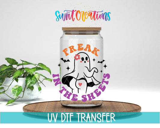 Freak In The Sheets Sassy Halloween UV DTF Cup Decal | UV772 - Swiit Creations