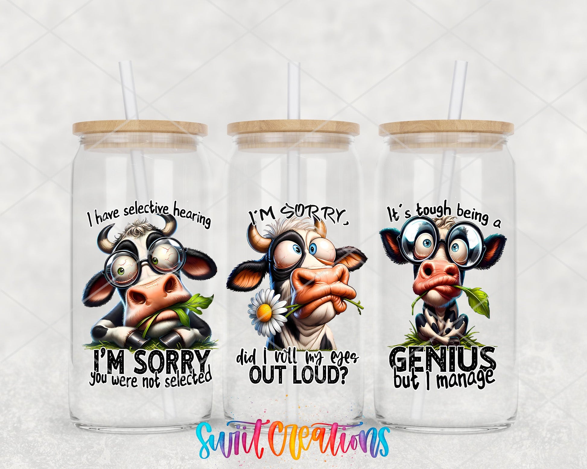 Funny Cow Sayings UV DTF Transfer Tumbler Wrap | Sarcastic Farm Animal | DTF003 - Swiit Creations