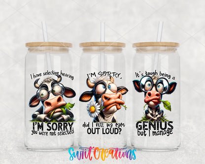 Funny Cow Sayings UV DTF Transfer Tumbler Wrap | Sarcastic Farm Animal | DTF003 - Swiit Creations