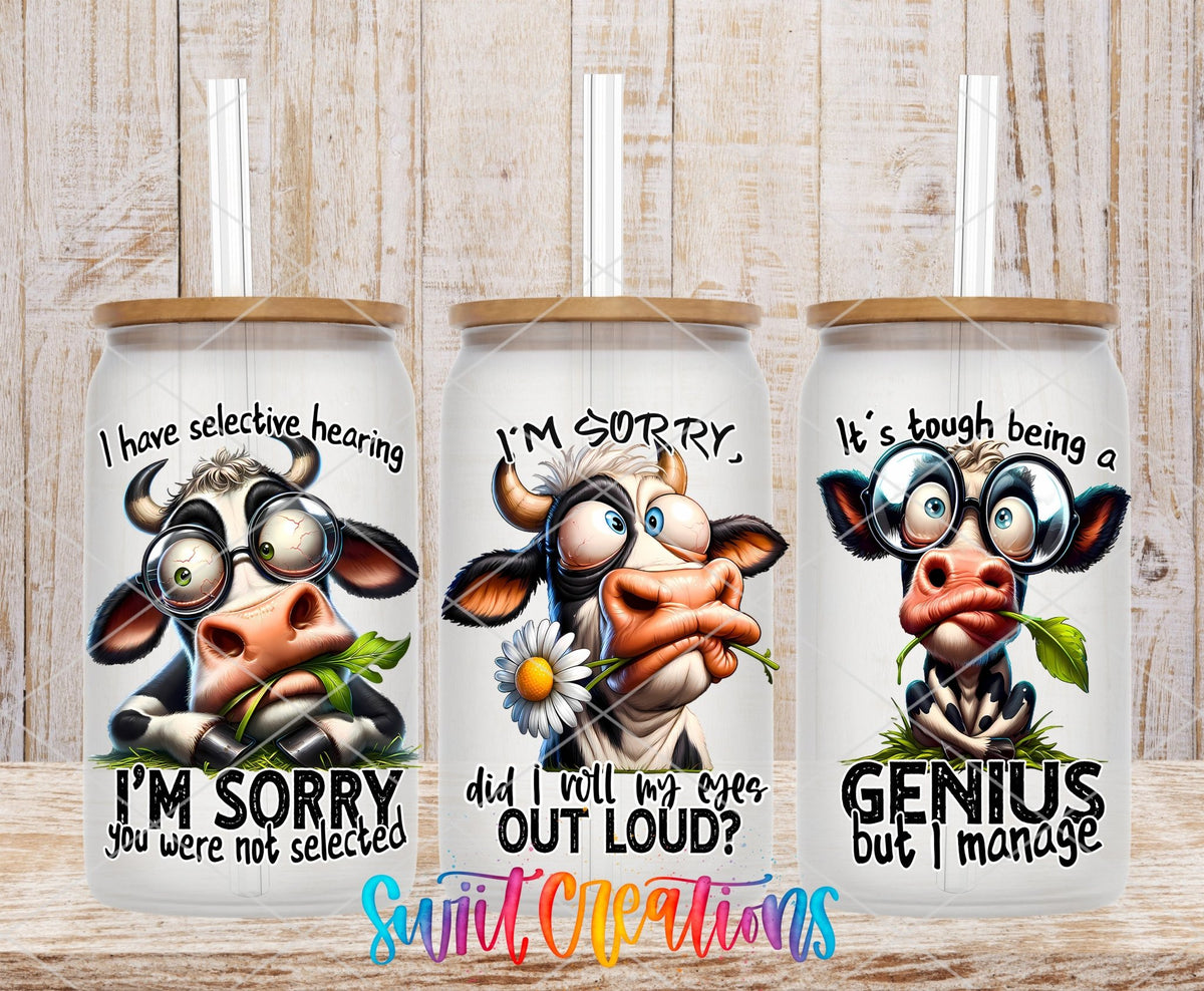 Funny Cow Sayings UV DTF Transfer Tumbler Wrap | Sarcastic Farm Animal | DTF003 - Swiit Creations