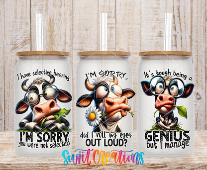 Funny Cow Sayings UV DTF Transfer Tumbler Wrap | Sarcastic Farm Animal | DTF003 - Swiit Creations