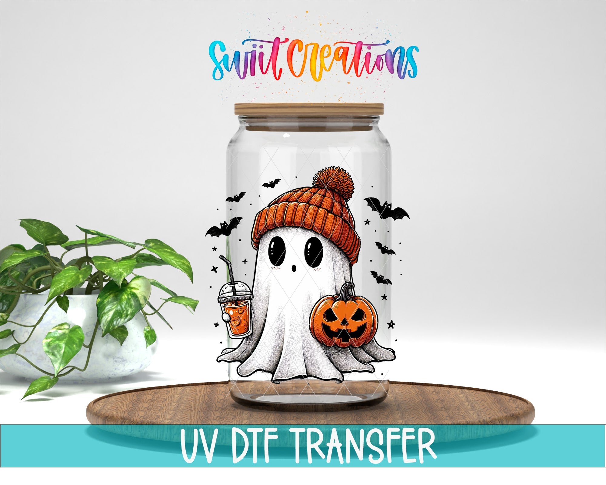 Ghostie Pumpkin Drink Halloween UV DTF Cup Decal | UV1579 - Swiit Creations