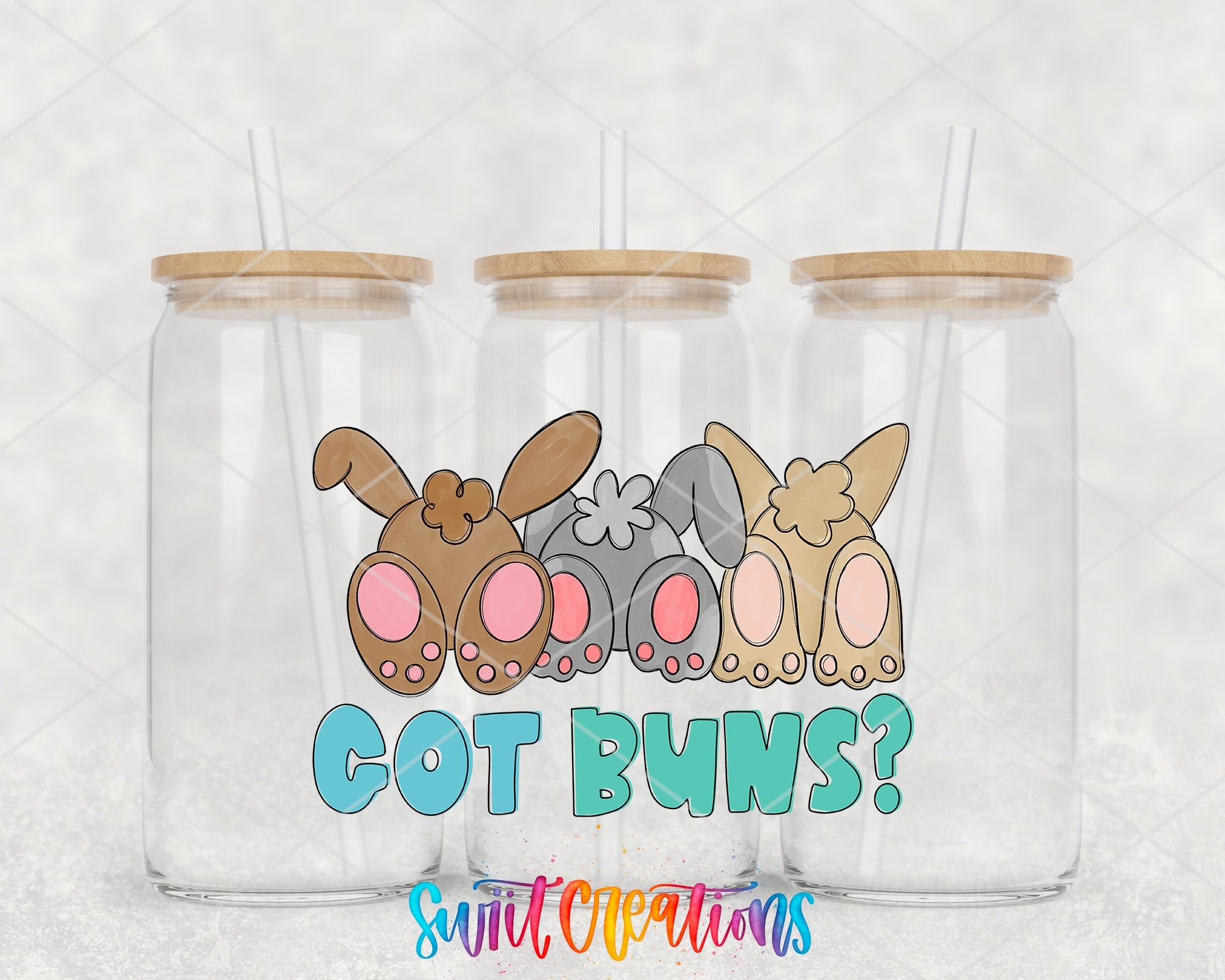 Got Buns UV DTF Transfer Tumbler Wrap | Funny Bunny Easter Cup Decal | DTF255 - Swiit Creations