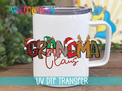 Grandma Claus Christmas UV DTF Cup Decal | UV1226 - Swiit Creations
