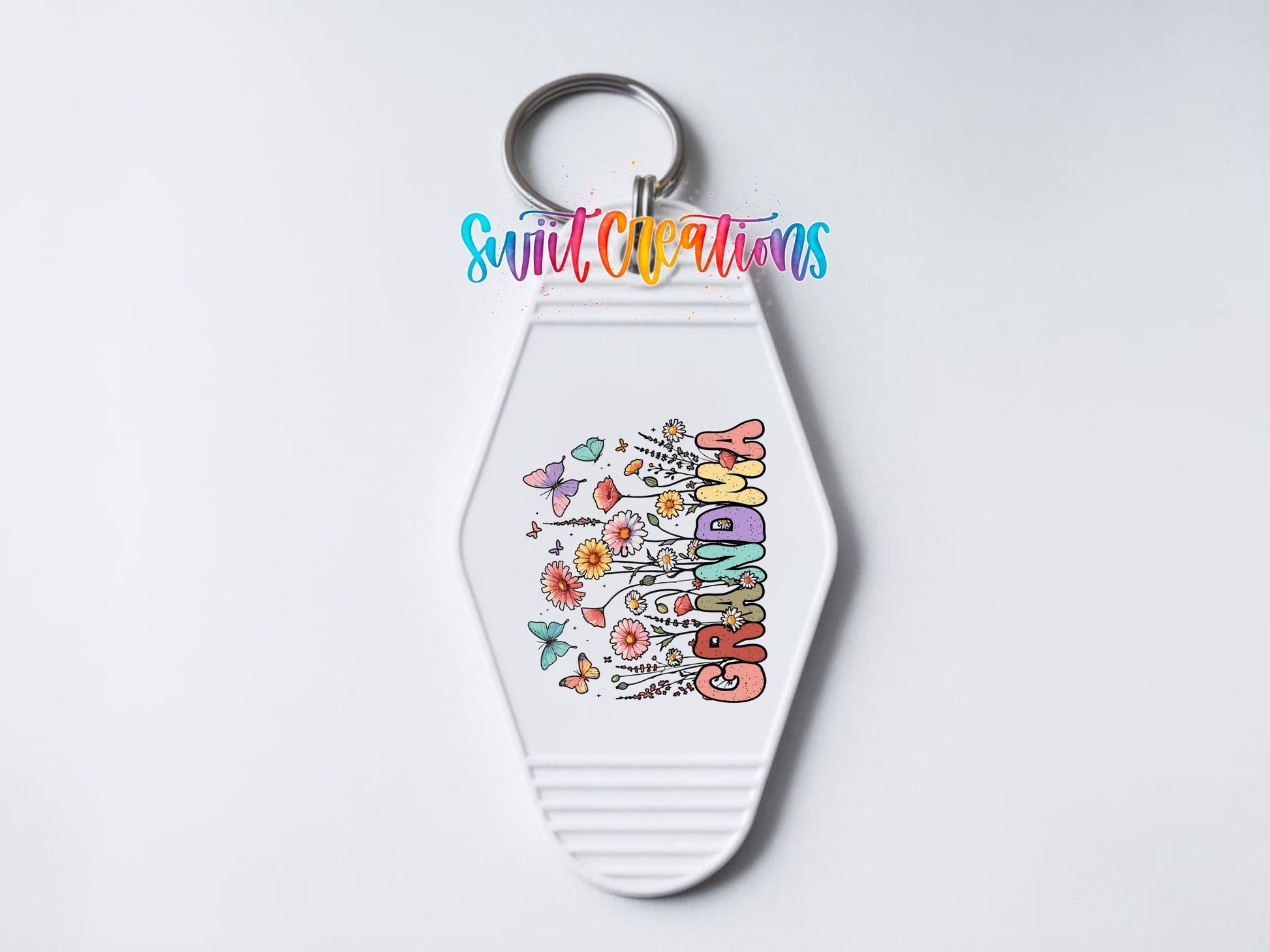 Grandma Floral Motel Keychain UV DTF Transfer | Retro Flower Design | MK1981 - Swiit Creations