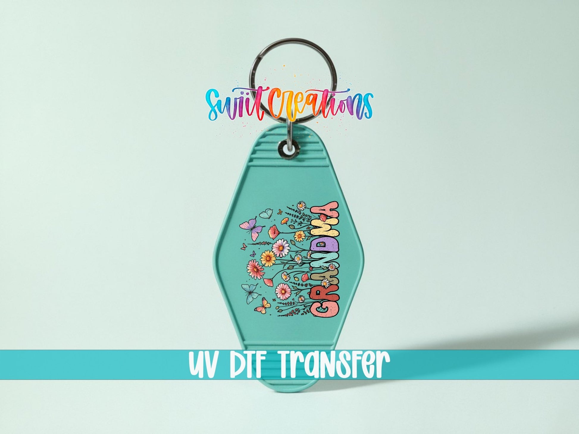 Grandma Floral Motel Keychain UV DTF Transfer | Retro Flower Design | MK1981 - Swiit Creations