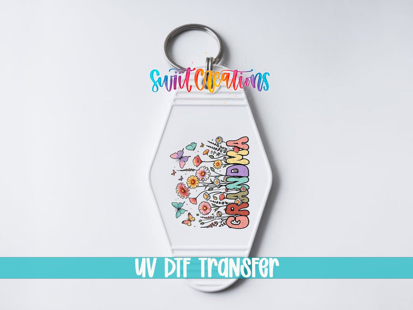 Grandma Floral Motel Keychain UV DTF Transfer | Retro Flower Design | MK1981 - Swiit Creations