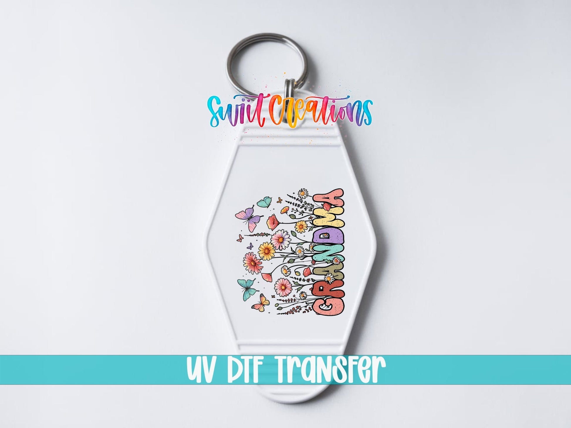 Grandma Floral Motel Keychain UV DTF Transfer | Retro Flower Design | MK1981 - Swiit Creations