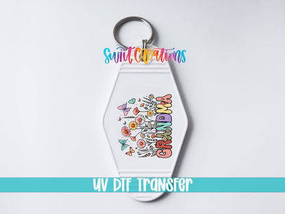 Grandma Floral Motel Keychain UV DTF Transfer | Retro Flower Design | MK1981 - Swiit Creations