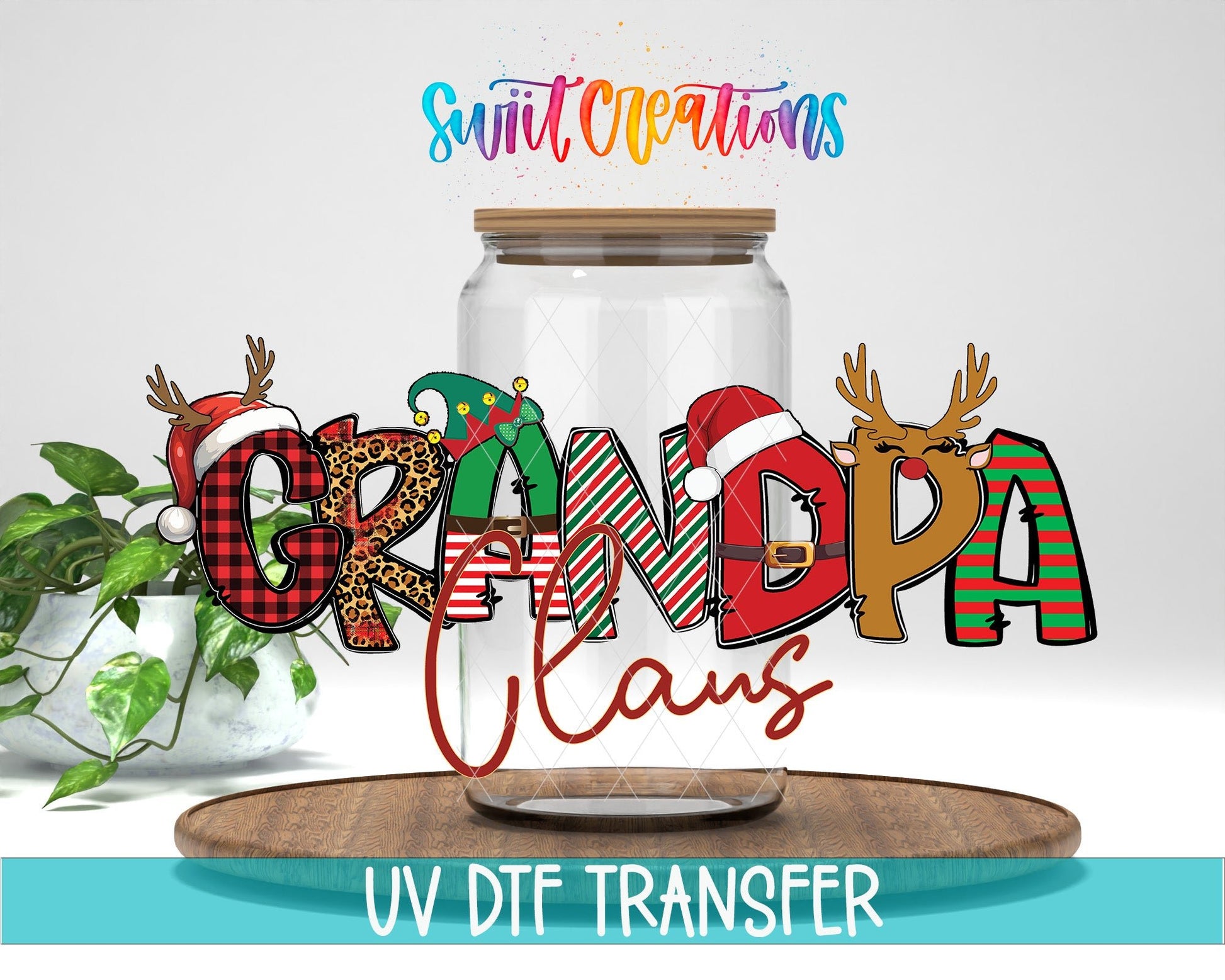 Grandpa Claus Christmas UV DTF Cup Decal | UV1227 - Swiit Creations