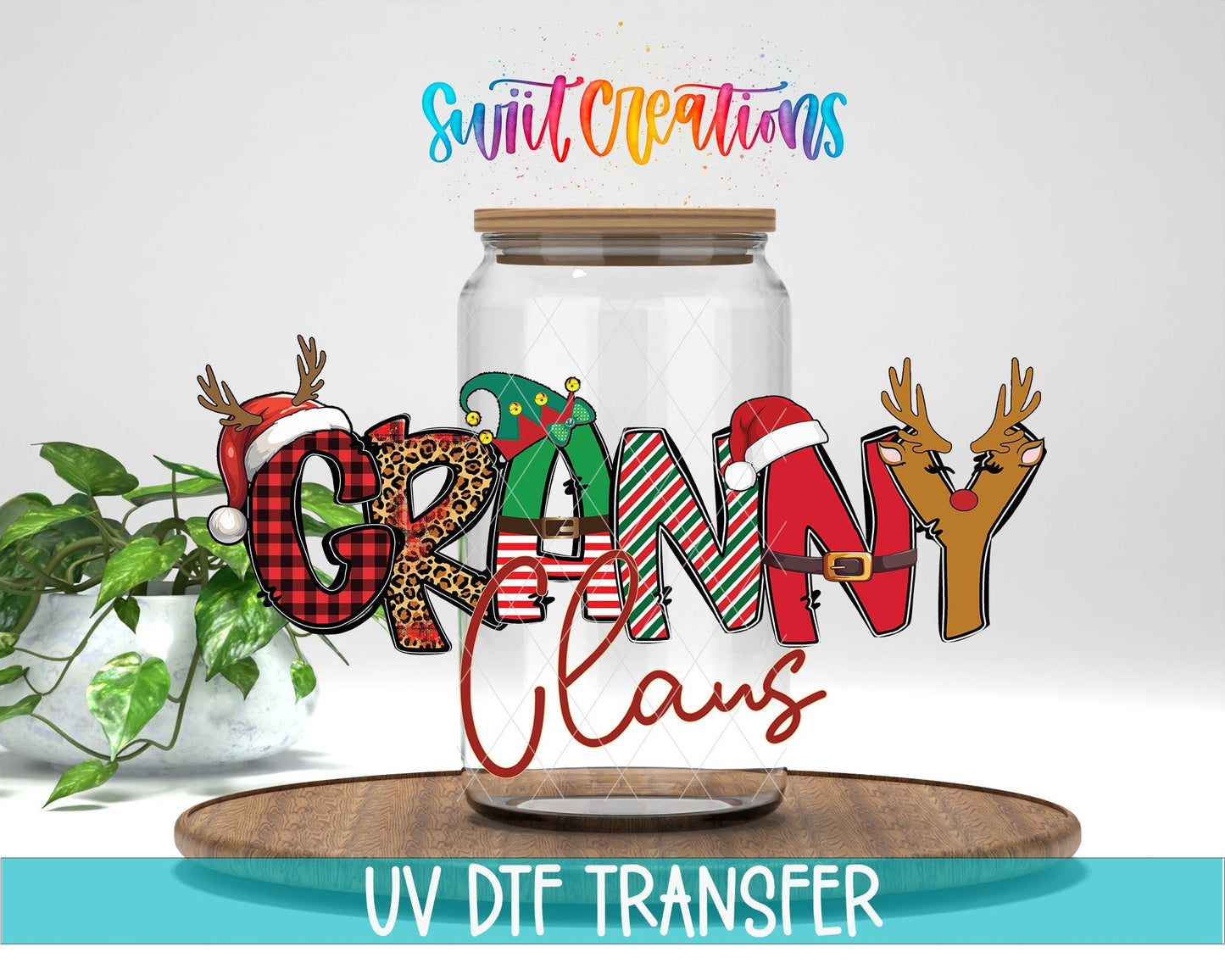 Granny Claus Christmas UV DTF Cup Decal | UV1229 - Swiit Creations