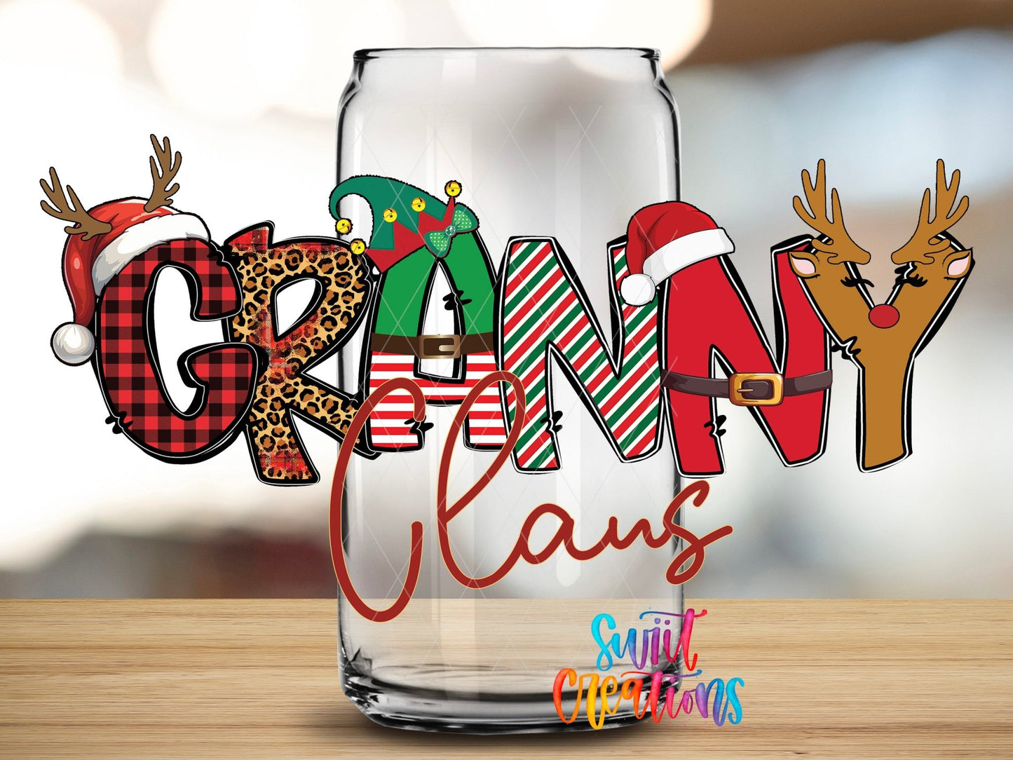 Granny Claus Christmas UV DTF Cup Decal | UV1229 - Swiit Creations