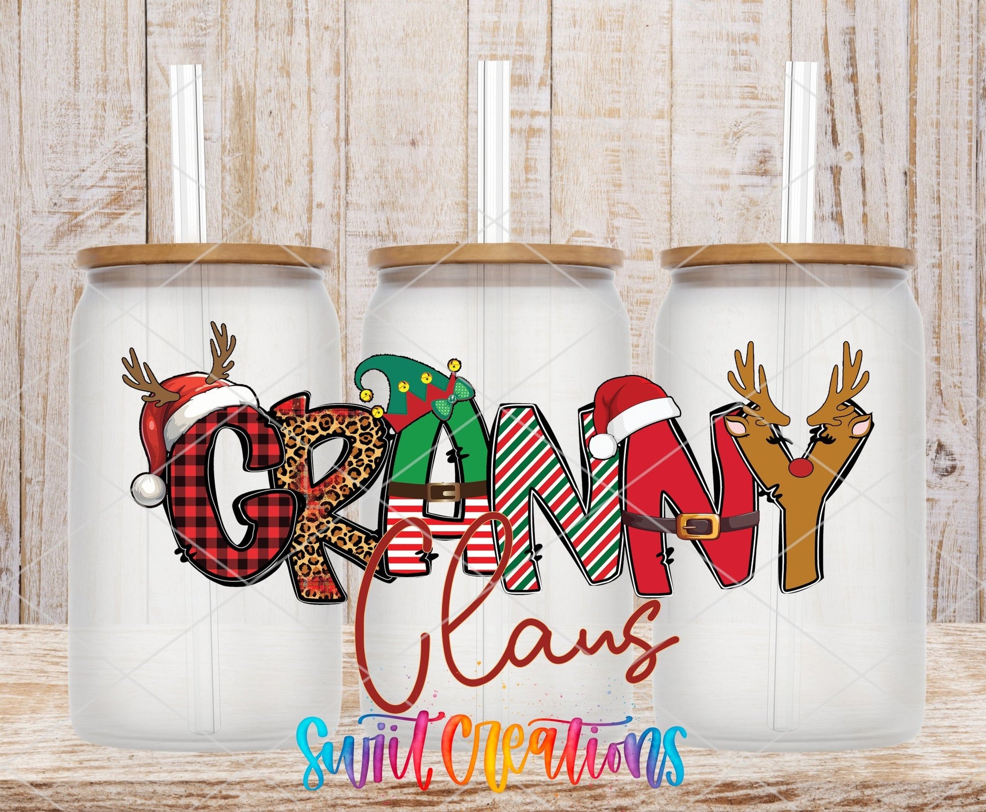 Granny Claus Christmas UV DTF Cup Decal | UV1229 - Swiit Creations