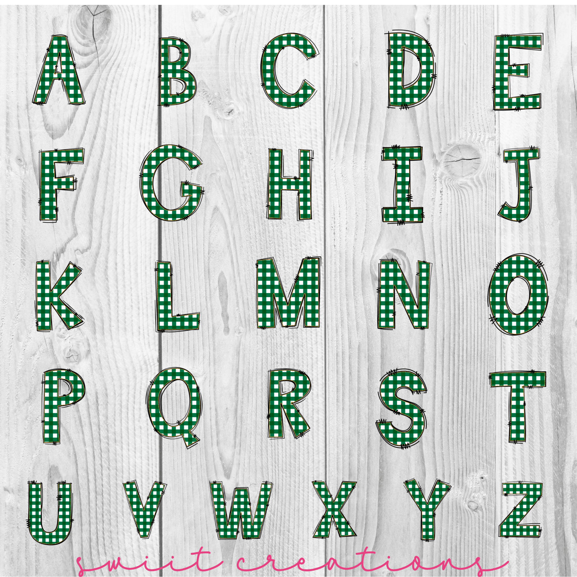 Green Gingham Personalized Christmas Ornament CF10 - Swiit Creations