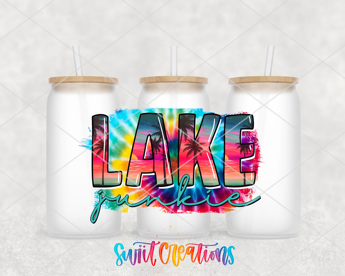 Lake Junkie frosted glass tumbler group view with lids and straws