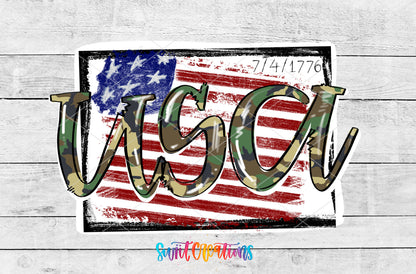 USA Camo Flag artwork detail for the finished 16 oz tumbler