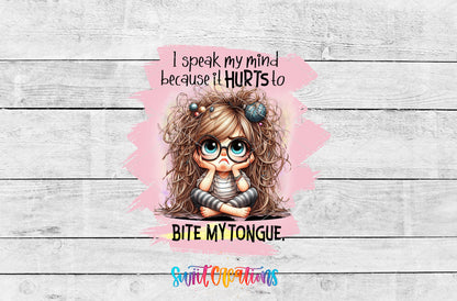 I Speak My Mind artwork detail for the finished 16 oz tumbler