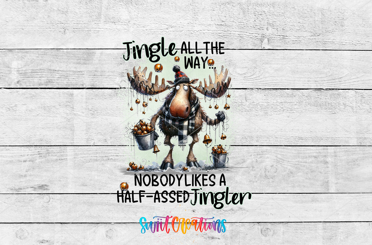 Jingle All the Way Moose artwork detail for the finished 16 oz tumbler