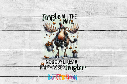 Jingle All the Way Moose artwork detail for the finished 16 oz tumbler