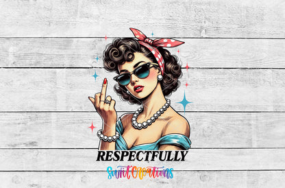 Respectfully Vintage Woman artwork detail for the finished 16 oz tumbler