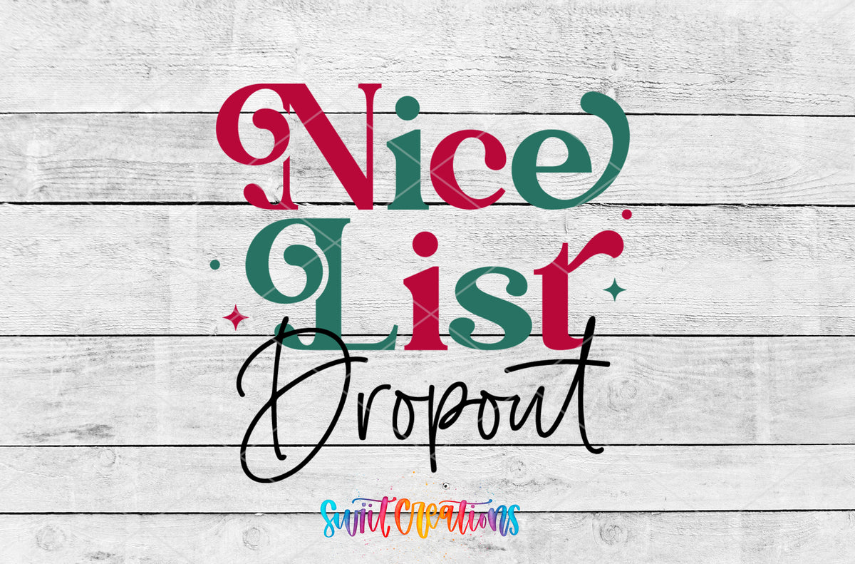 Nice List Dropout artwork detail for the finished 16 oz tumbler