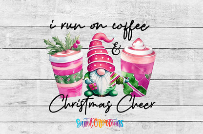 Coffee and Christmas Cheer Gnome artwork detail for the finished 16 oz tumbler