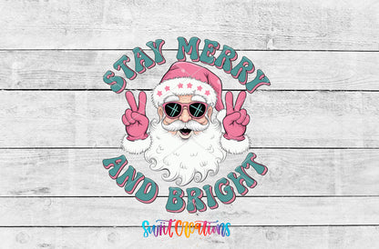 Stay Merry and Bright Santa artwork detail for the finished 16 oz tumbler