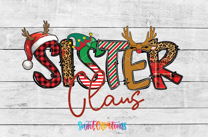 Sister Claus artwork detail for the finished 16 oz tumbler