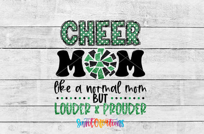 Cheer Mom Green artwork detail for the finished 16 oz tumbler