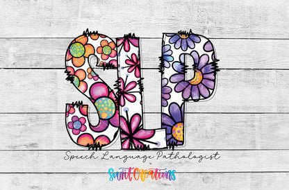 Speech Language Pathologist artwork detail for the finished 16 oz tumbler
