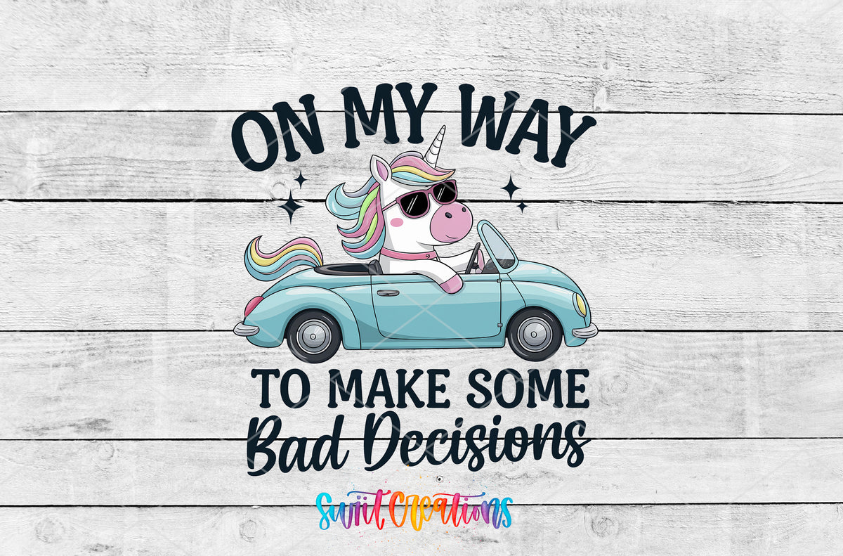 On My Way to Make Bad Decisions artwork detail for the finished 16 oz tumbler