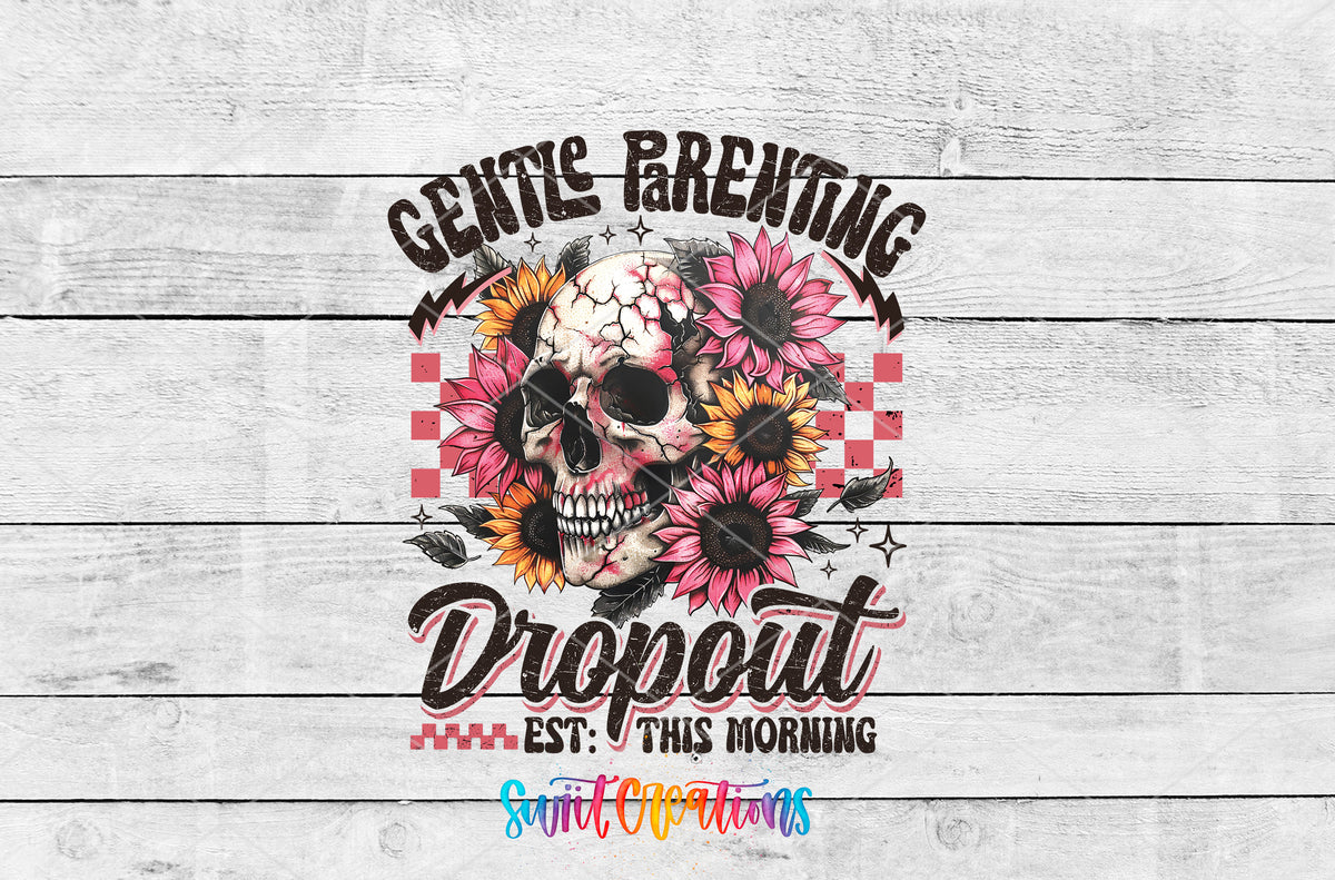 Gentle Parenting Dropout artwork detail for the finished 16 oz tumbler