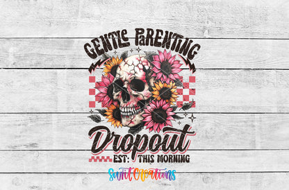 Gentle Parenting Dropout artwork detail for the finished 16 oz tumbler