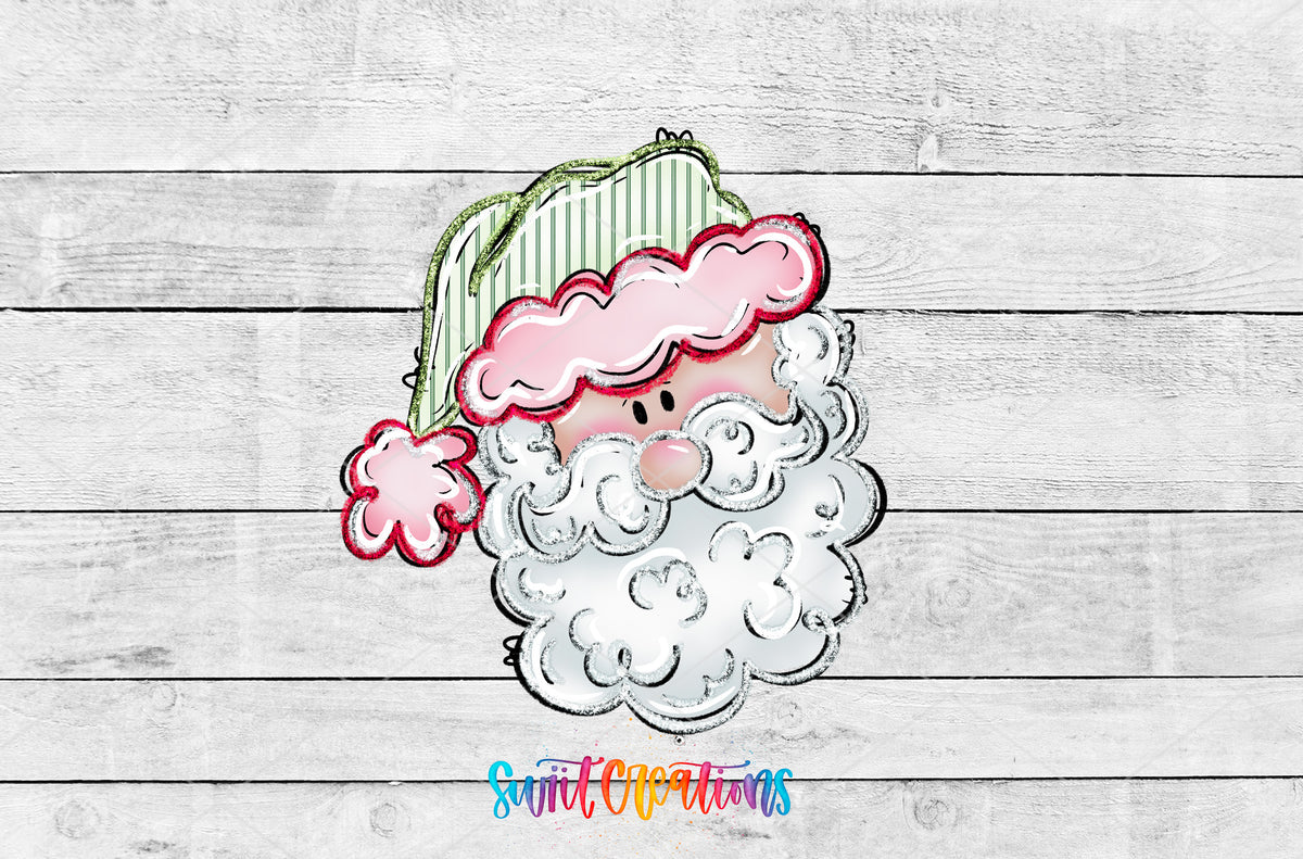 Pastel Santa artwork detail for the finished 16 oz tumbler