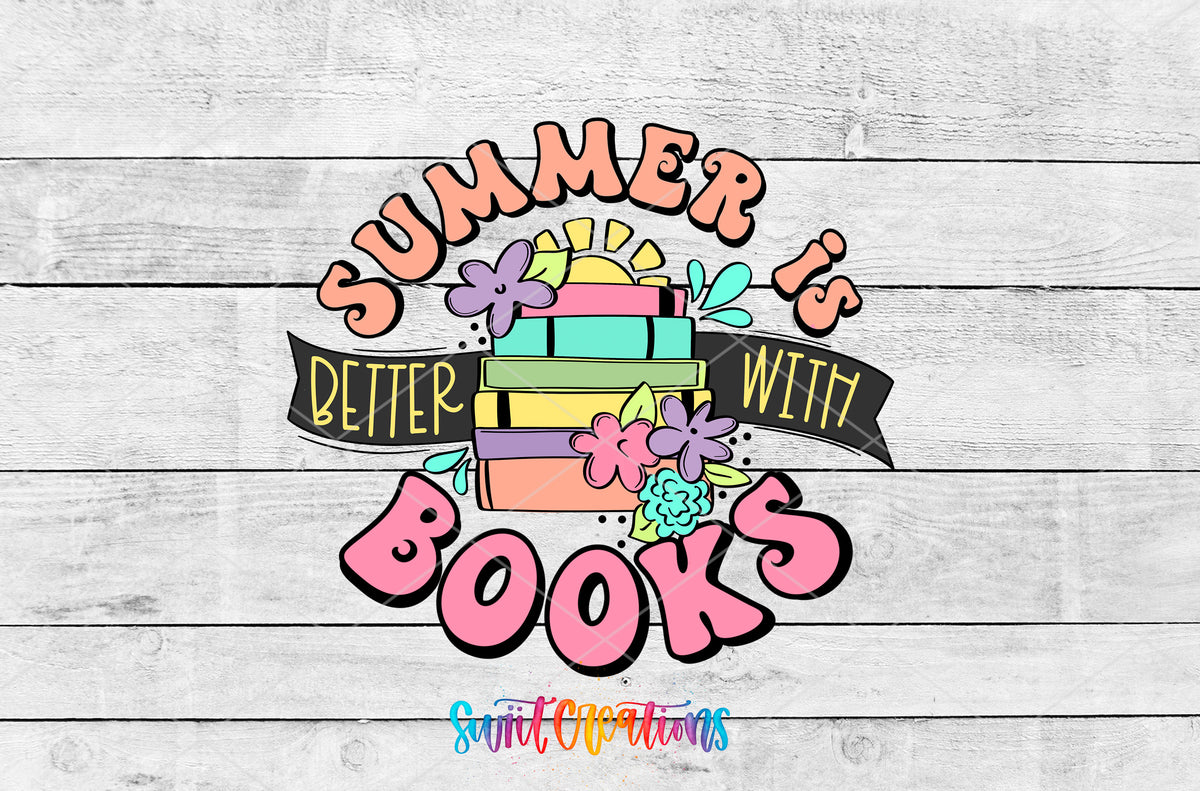 Summer Is Better With Books artwork detail for the finished 16 oz tumbler