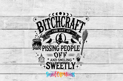 Bitchcraft artwork detail for the finished 16 oz tumbler