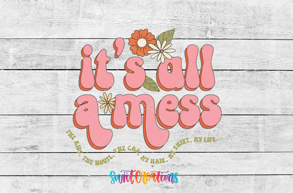 It's All a Mess artwork detail for the finished 16 oz tumbler